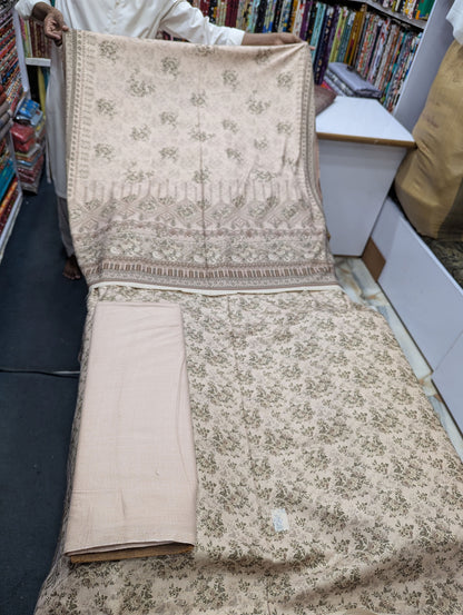 Five Star Premium Dhanak Printed 3 Piece Suit for Women | Winter Unstitched Collection - 019 - View 1