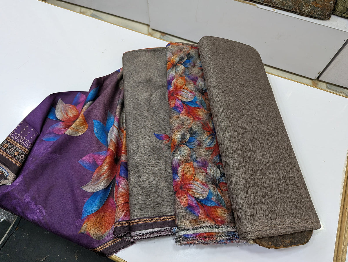 Premium Dhanak Printed 3 Piece Suit for Women | Unstitched Winter Collection - 019 - View 2