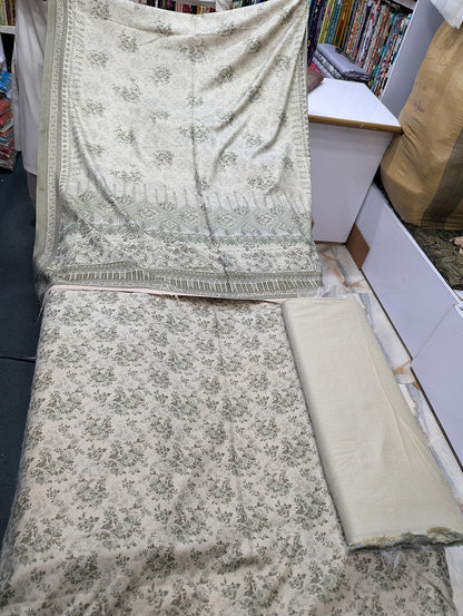 Five Star Premium Dhanak Printed 3 Piece Suit for Women | Winter Unstitched Collection - 020 - View 1