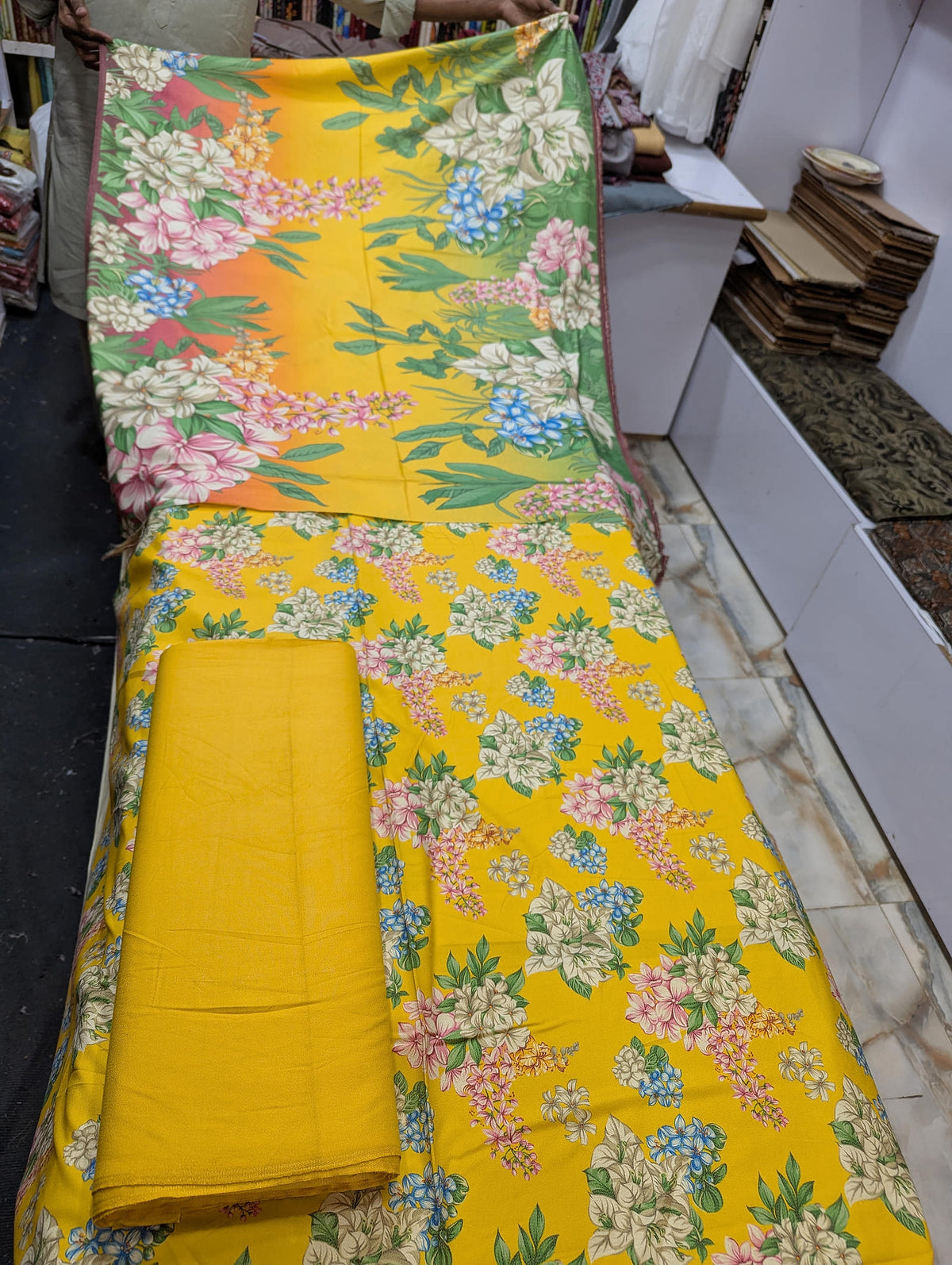 Premium Dhanak Printed 3 Piece Suit for Women | Unstitched Winter Collection - 021 - View 1