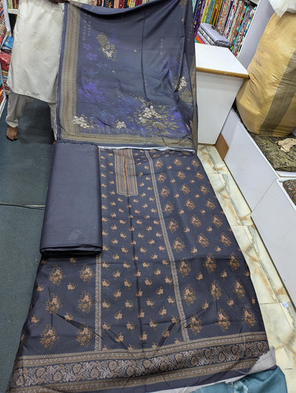 Five Star Premium Dhanak Printed 3 Piece Suit for Women | Winter Unstitched Collection - 022 - View 1