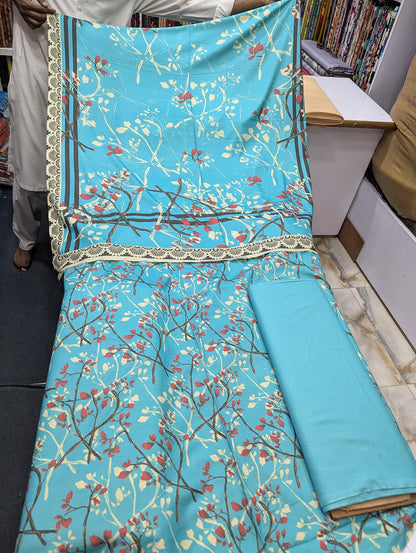 Five Star Premium Dhanak Printed 3 Piece Suit for Women | Winter Unstitched Collection - 024 - View 1