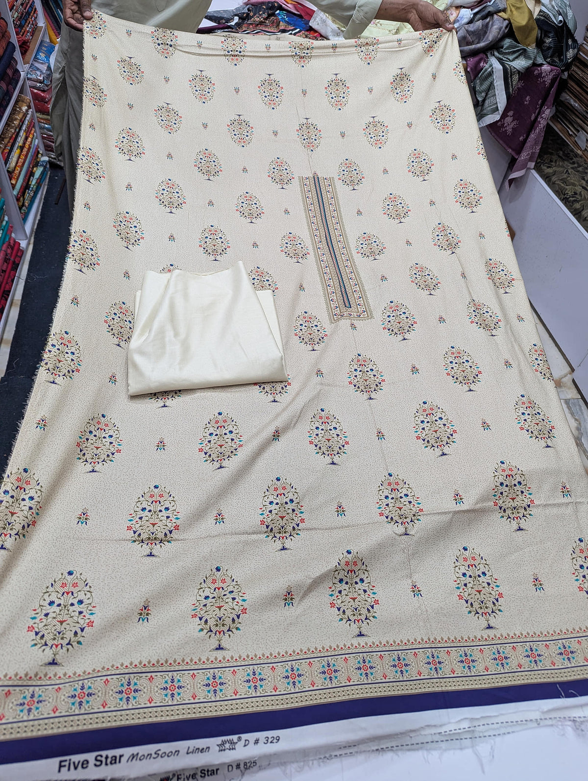 Five Star Printed Linen 2 Piece Suit – Premium Linen Shirt & Shalwar - 024 - View 2