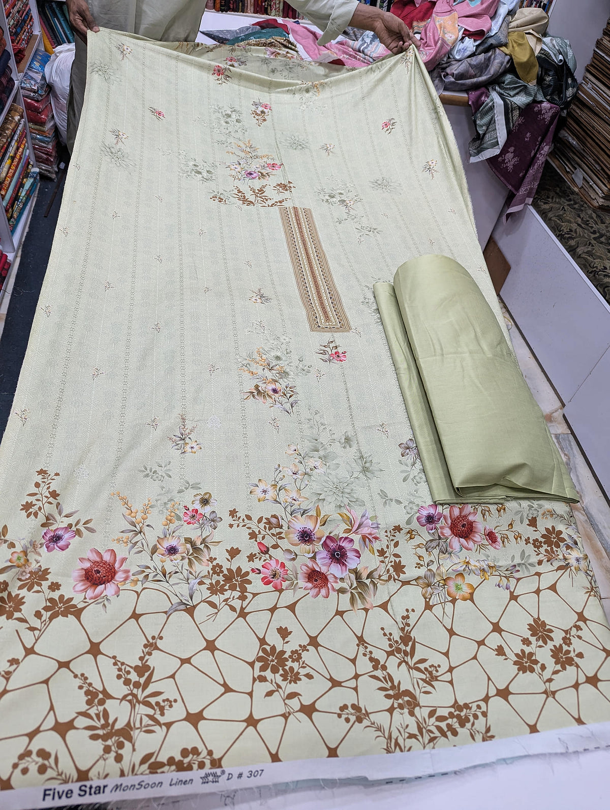 Five Star Printed Linen 2 Piece Suit – Premium Linen Shirt & Shalwar - 025 - View 2