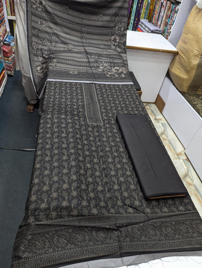 Five Star Premium Dhanak Printed 3 Piece Suit for Women | Winter Unstitched Collection - 028 - View 1