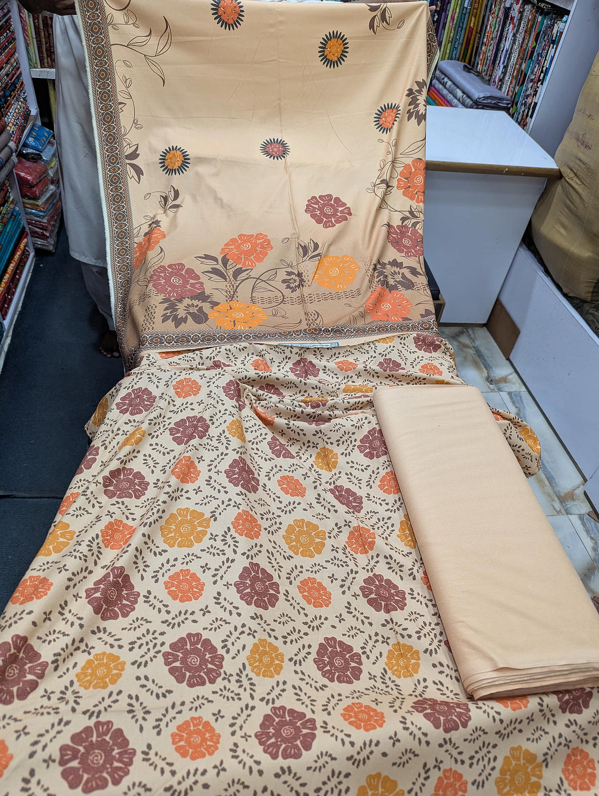 Five Star Premium Dhanak Printed 3 Piece Suit for Women | Winter Unstitched Collection - 029 - View 1