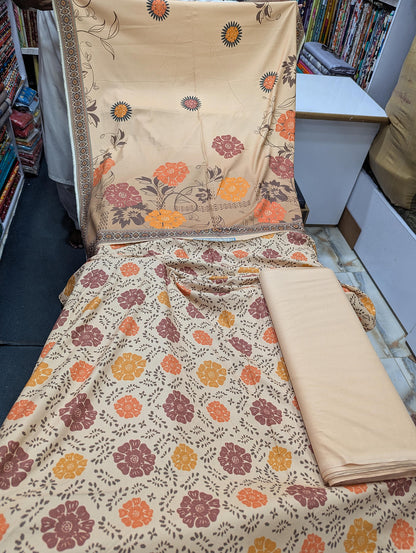 Five Star Premium Dhanak Printed 3 Piece Suit for Women | Winter Unstitched Collection - 029 - View 1