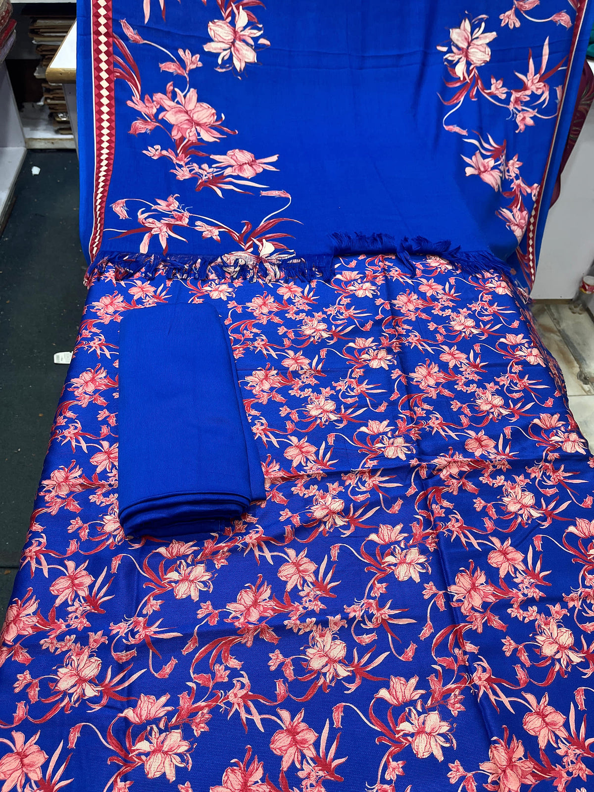 Pure Pashmina Shawl Marina Printed 3 Piece Suit | Premium Winter Collection - 002 - View 1