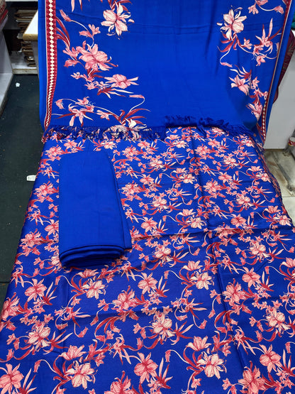 Pure Pashmina Shawl Marina Printed 3 Piece Suit | Premium Winter Collection - 002 - View 1