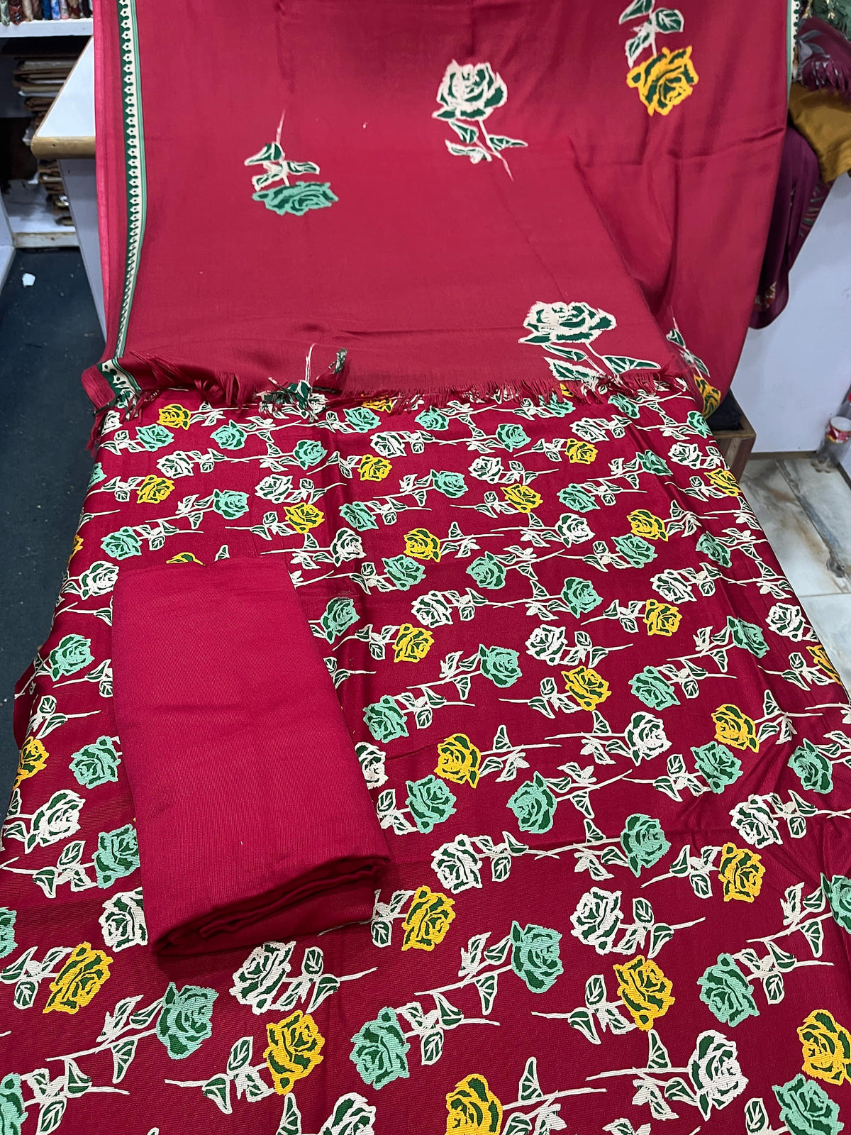 Pure Pashmina Shawl Marina Printed 3 Piece Suit | Premium Winter Collection - 004 - View 1