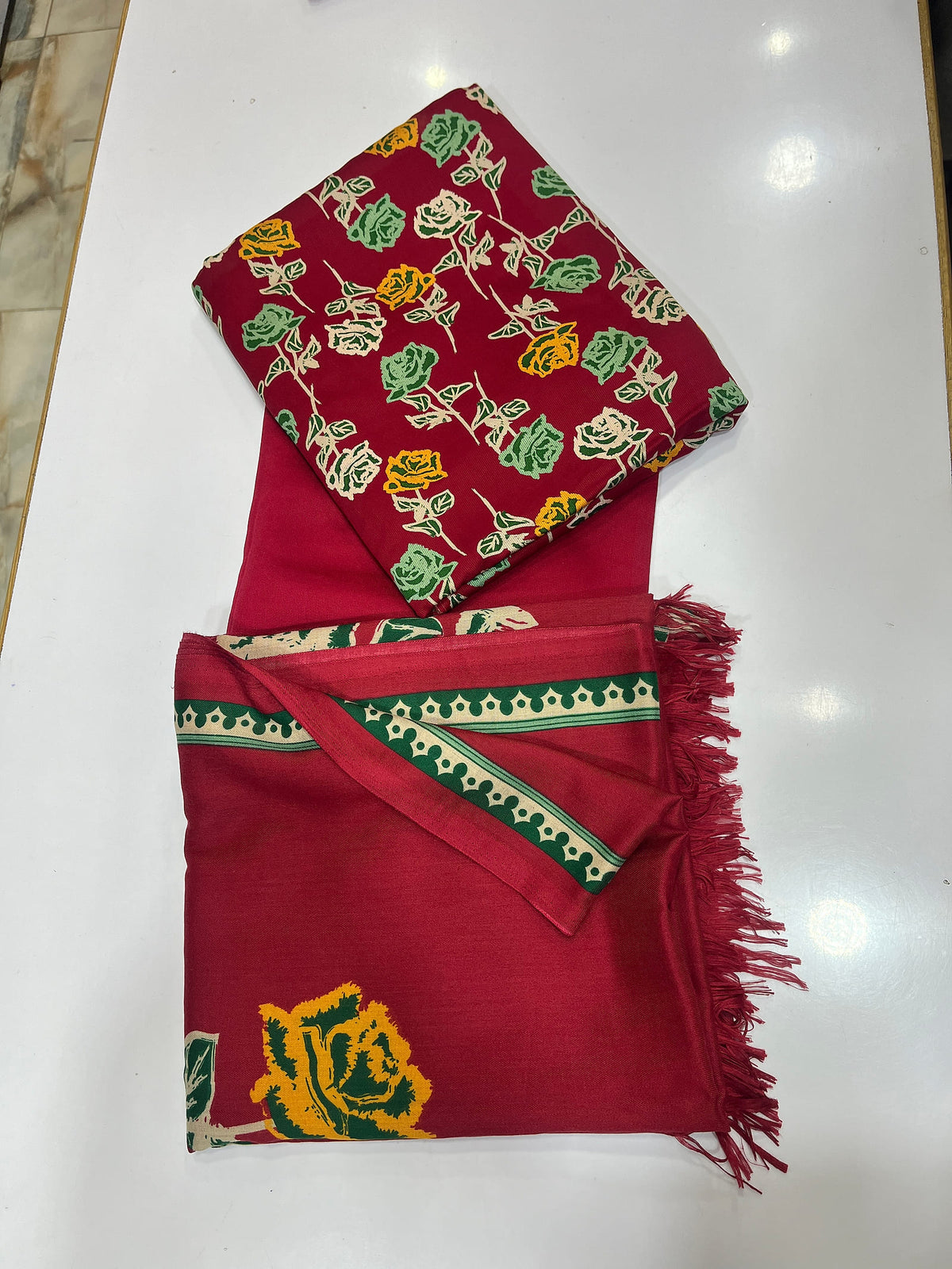 Pure Pashmina Shawl Marina Printed 3 Piece Suit | Premium Winter Collection - 004 - View 2