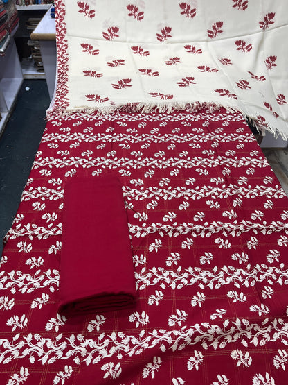 Pure Pashmina Shawl Marina Printed 3 Piece Suit | Premium Winter Collection - 005 - View 1