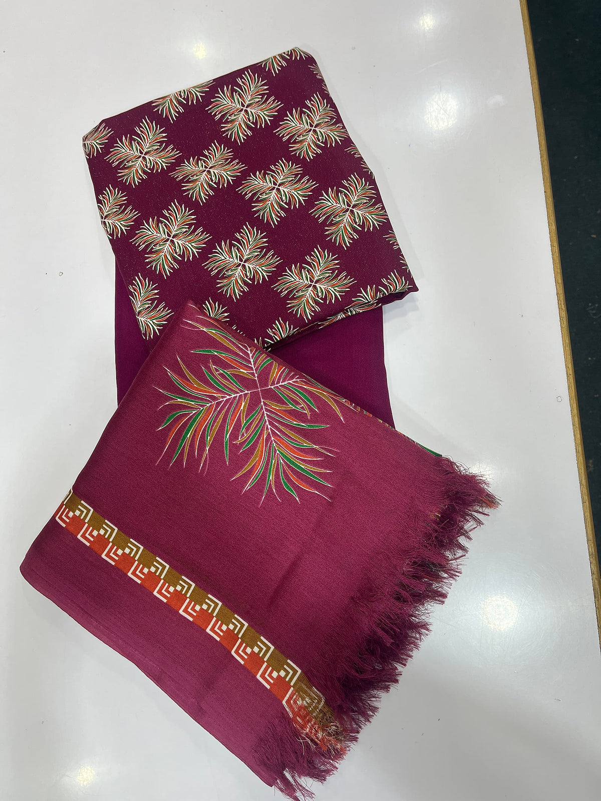Pure Pashmina Shawl Marina Printed 3 Piece Suit | Premium Winter Collection - 006 - View 2