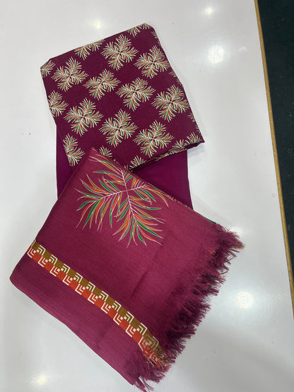 Pure Pashmina Shawl Marina Printed 3 Piece Suit | Premium Winter Collection - 006 - View 2