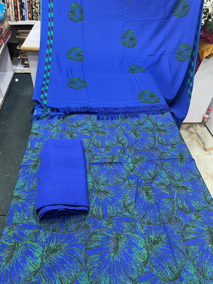 Pure Pashmina Shawl Marina Printed 3 Piece Suit | Premium Winter Collection - 010 - View 1