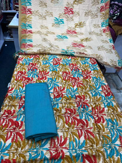 Pure Pashmina Shawl Marina Printed 3 Piece Suit | Premium Winter Collection - 011 - View 1