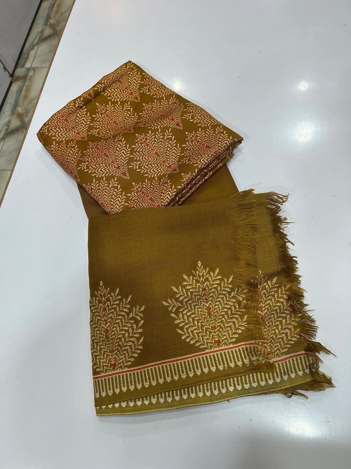 Pure Pashmina Shawl Marina Printed 3 Piece Suit | Premium Winter Collection - 012 - View 2