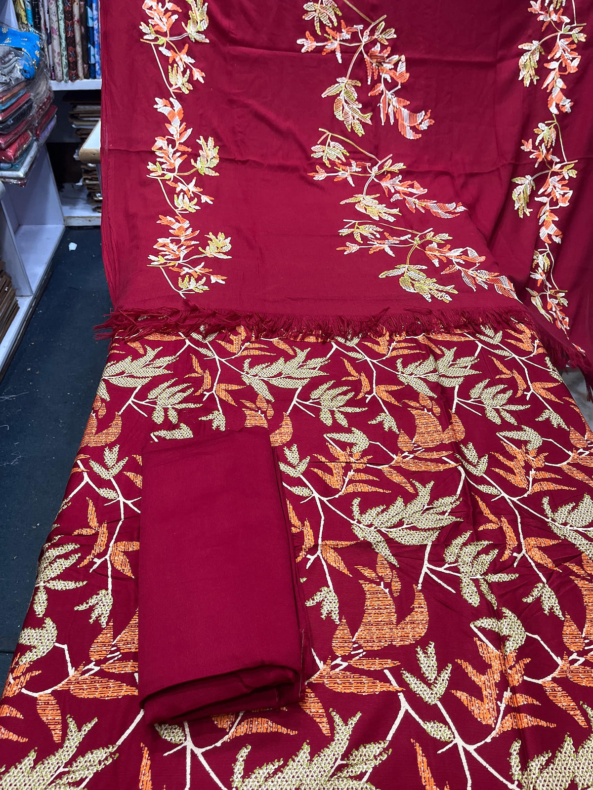 Pure Pashmina Shawl Marina Printed 3 Piece Suit | Premium Winter Collection - 013 - View 1