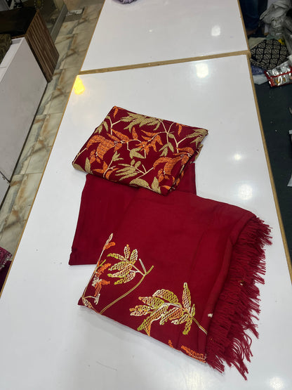 Pure Pashmina Shawl Marina Printed 3 Piece Suit | Premium Winter Collection - 013 - View 2