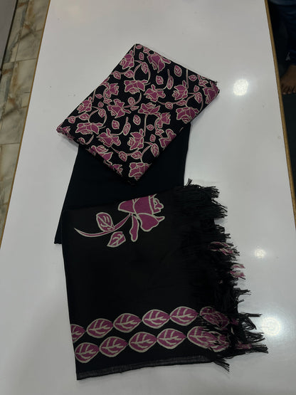 Pure Pashmina Shawl Marina Printed 3 Piece Suit | Premium Winter Collection - 015 - View 2