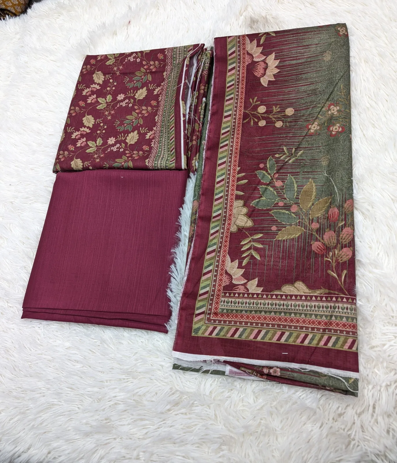 PINK GREN DUPATTA KHADDAR - Image 5